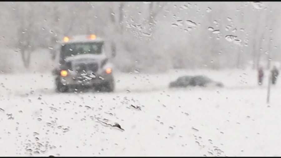 Snow caused slick roads across the state Saturday.