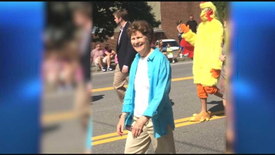 A demonstrator wearing a chicken suit during the Londonderry Old Home Day parade was arrested. WMUR's Jean Mackin reports.