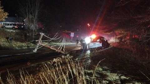 A car crash on Logging Hill Road in Bow left a neighborhood without power for some time.