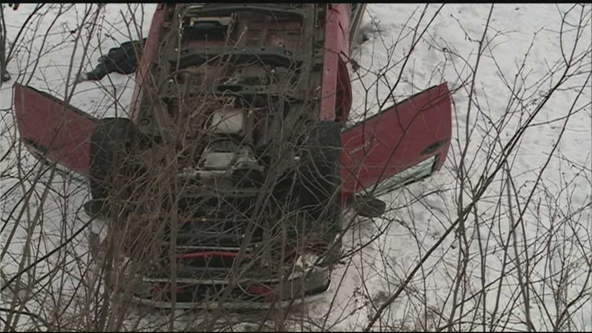 Car flips onto ice in Pembroke