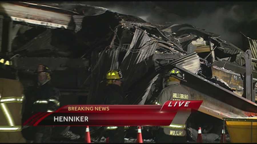Fire crews are investigating an intense fire that ripped through the highway department garage in Henniker Friday.