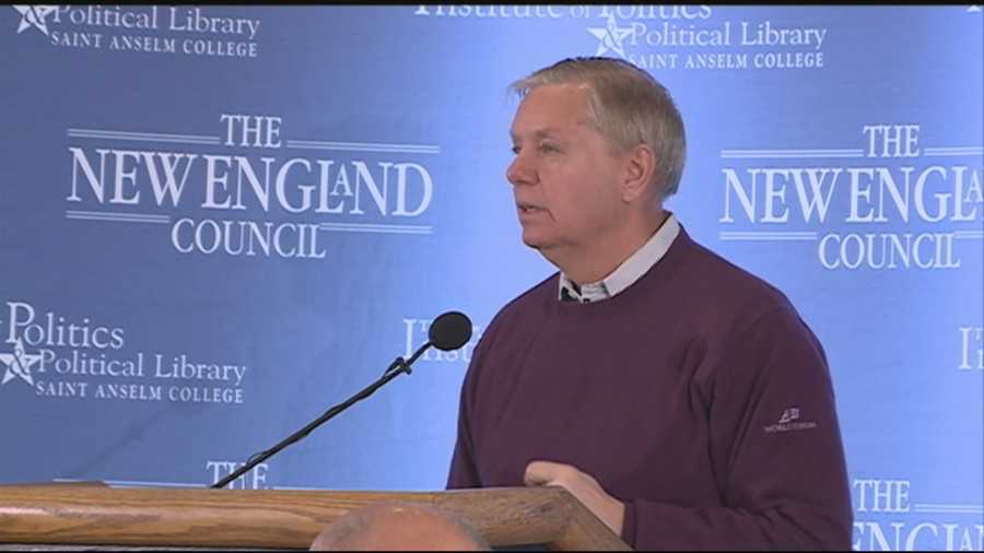 U.S. Sen. Lindsey Graham, R-S.C., visited New Hampshire on Monday, discussing immigration, terrorism and other topics at a Politics and Eggs breakfast in Bedford.