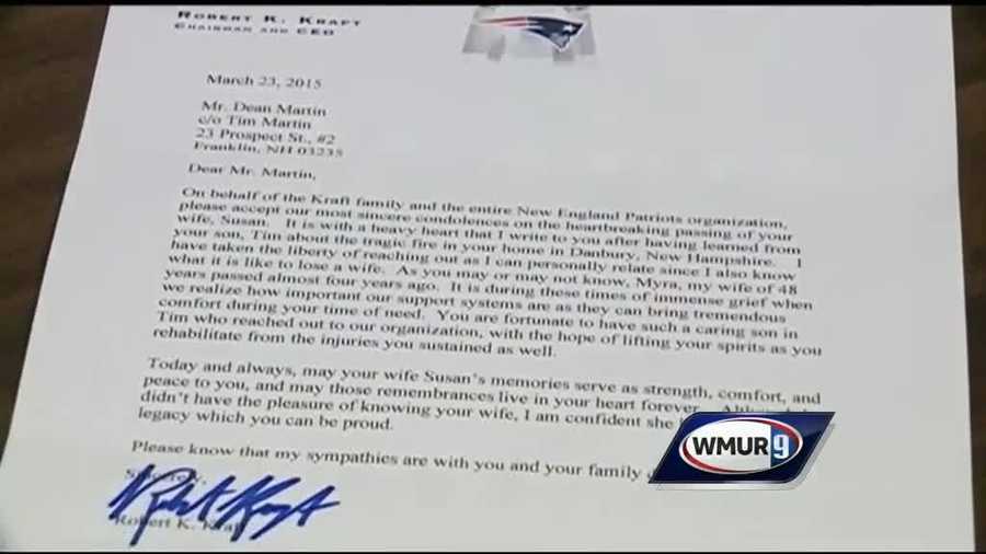 Read Robert Kraft's letter to Danbury man recovering from fire