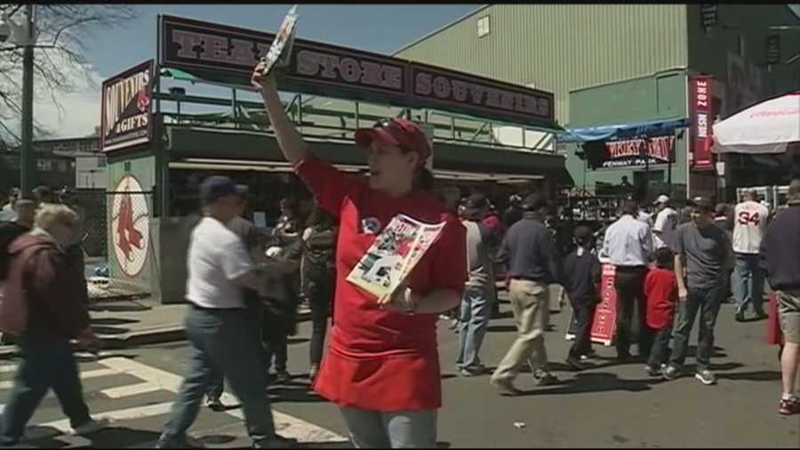 Fans poured into Fenway Park on a warm, sunny Monday for the Red Sox home opener.