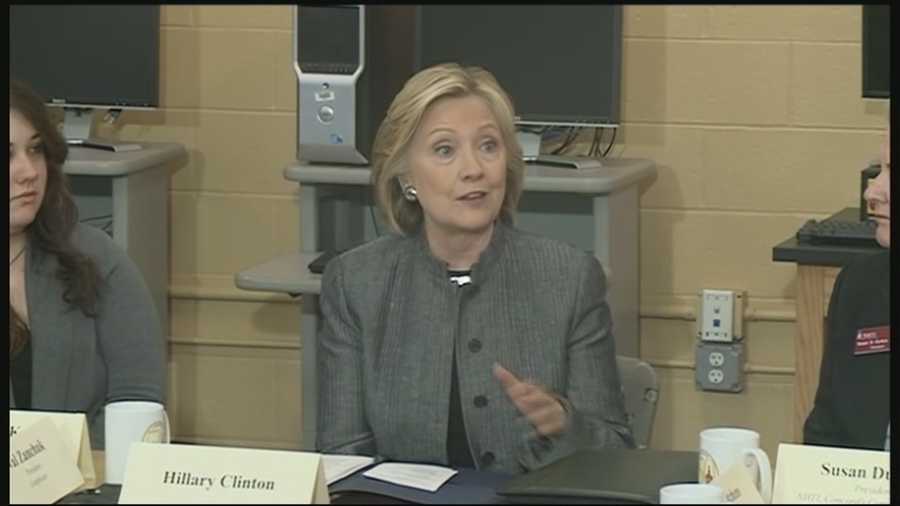 Democratic presidential candidate Hillary Clinton met with voters in Concord on Tuesday in the second day of a campaign trip to New Hampshire.
