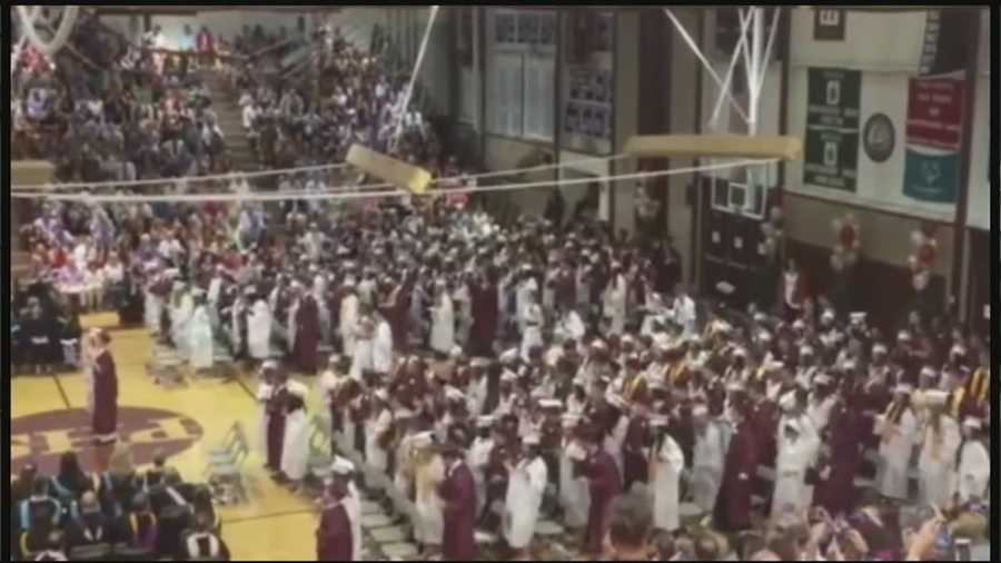 The Class of 2015 broke into a flash mob during its graduation ceremony on Friday, dancing to Taylor Swift's song "Shake it Off."