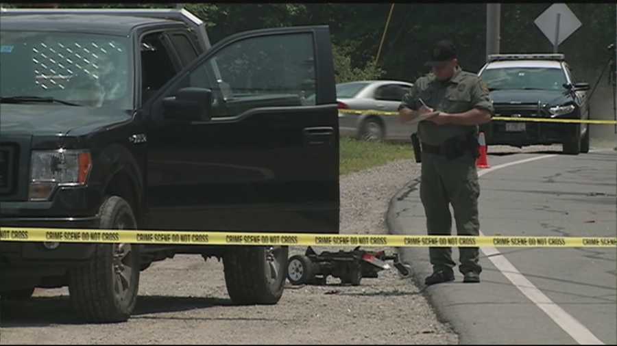 A man in a motorized wheelchair was killed Monday when he was struck by a pickup truck on Route 3A in Hooksett, police said.