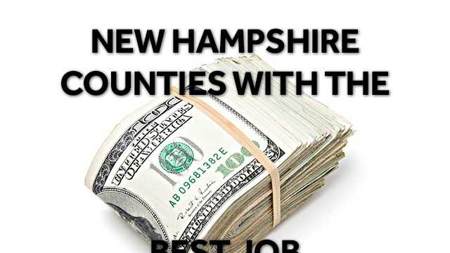 The following list ranks New Hampshire's counties with the best job opportunities, based on factors like employee and business turnover, employment rates and cost of living. For full methodology, visit: https://local.niche.com/rankings/counties/best-job-opportunities/s/new-hampshire/.