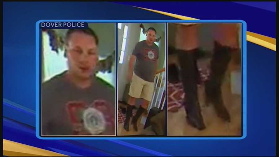 A mail carrier in Dover is facing trespassing charges after police said he was caught on surveillance video inside a woman's house trying on her boots.
