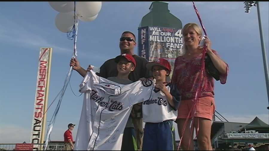 It was a night of celebration at the Fisher Cats stadium. The team welcomed its four millionth visitor. WMUR's Shelley Walcott has the report.