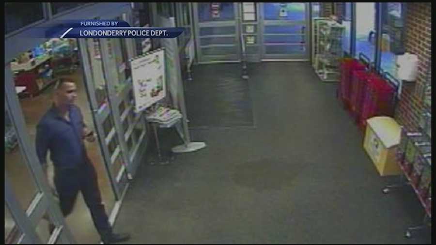 A surveillance camera captured the image of a man leaving a Londonderry supermarket walking out with $5,000 worth of gift cards. WMUR's Jean Mackin reports.
