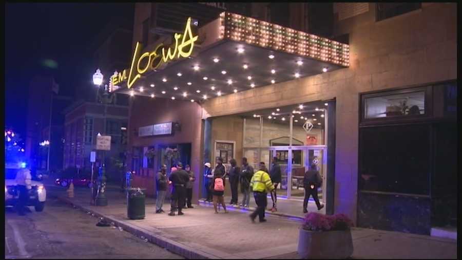 Five men were arrested and a college party night was shut down Friday night at the Palladium in Worcester, Massachusetts, after police tried to disperse the crowd using pepper spray.
