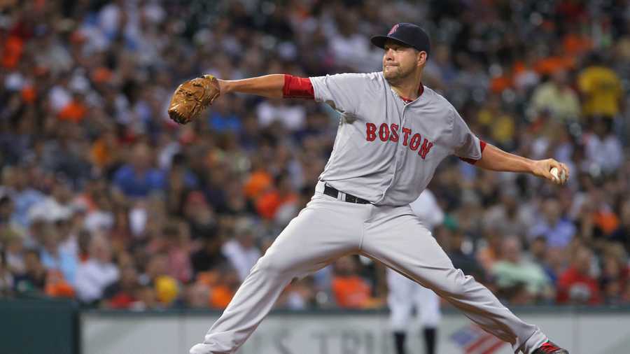 Boston Red Sox's Brian Johnson delivers a pitch against the Houston Astros during the third inning of a baseball game Tuesday, July, 21, 2015 in Houston. (AP Photo/Richard Carson)