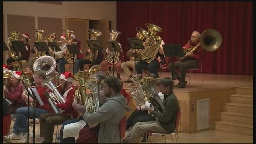 A musical holiday event at Keene State College Sunday featured only tubas!