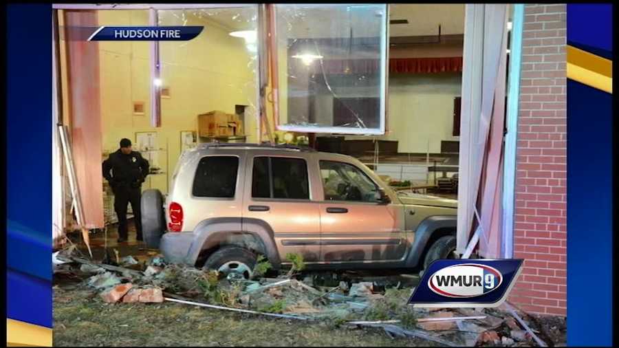 A Nashua man was arrested after crashing his Jeep into a church Monday morning, police said.