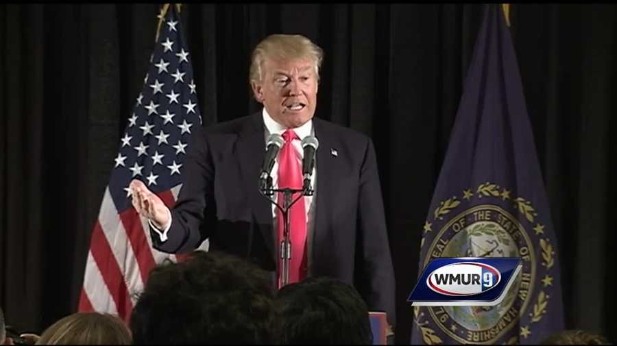 Trump holds a rally in Milford NH after receiving an endorsement from Scott Brown.