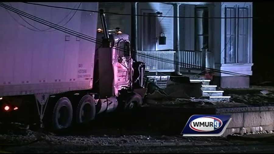 A section of Route 101 in Marlborough was shut down Thursday morning after a tractor-trailer truck crashed, snapping utility poles and taking down power lines.