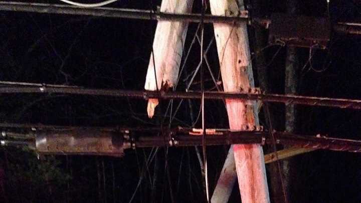 An accident in Plaistow badly damaged several telephone poles on Friday night.