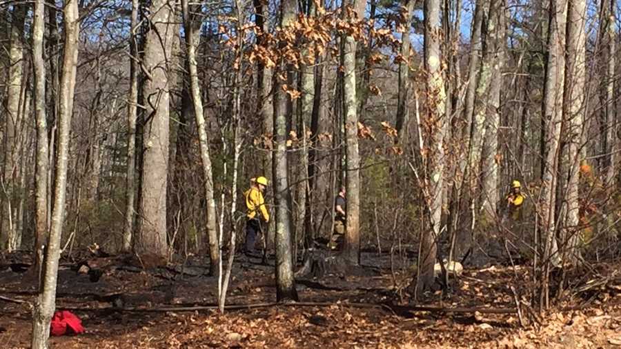 Firefighters stop brush fire from spreading to homes in Goffstown Sunday