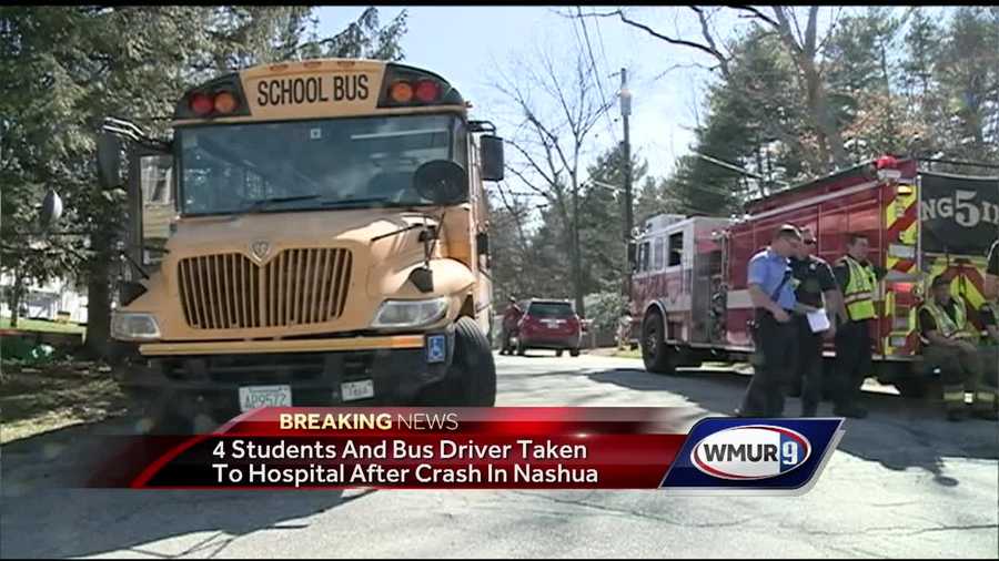 4 students taken to hospital after Nashua school bus crash