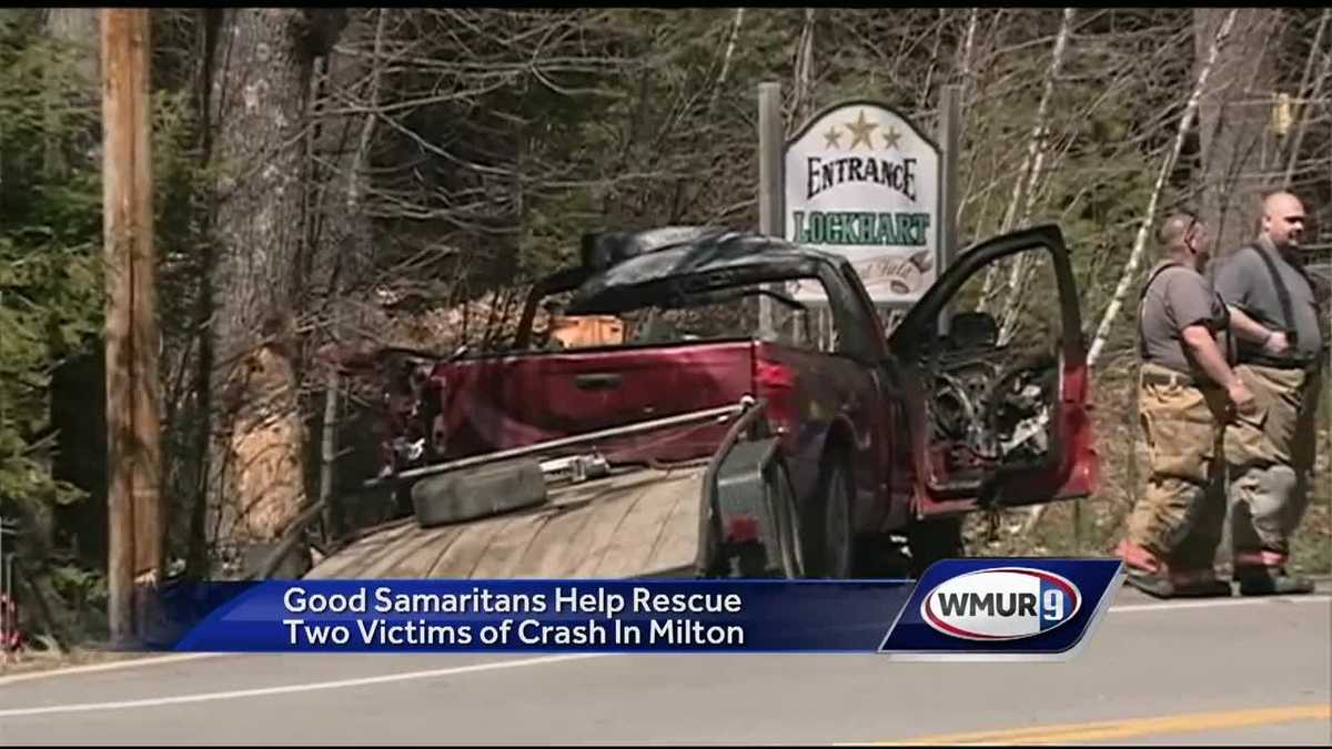 Driver, passenger rescued from fiery crash in Milton