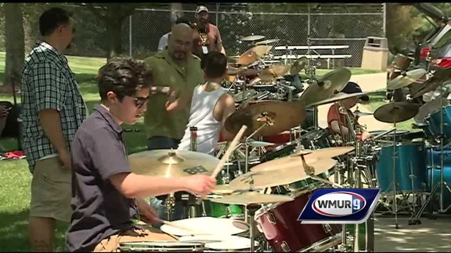 32 Drummers took part in one big drum solo at the Anheuser-Busch brewery in Merrimack.