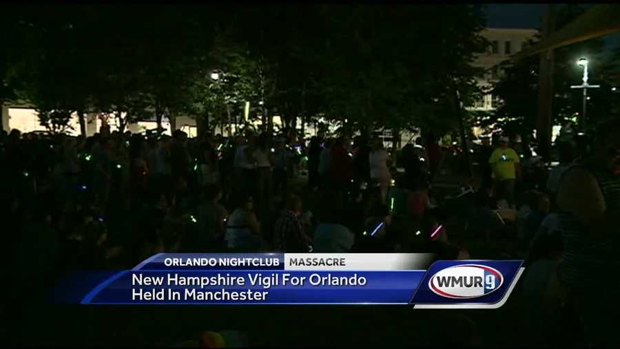 Hundreds of people gathered for an emotional night in Manchester's Veteran's Park for a vigil to support the victims of the Orlando nightclub shooting.
