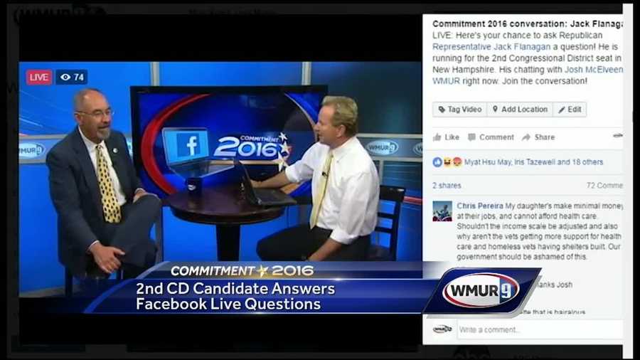 Republican 2nd Congressional District candidate Jack Flanagan answered questions from WMUR's Facebook users Monday during a live video session.