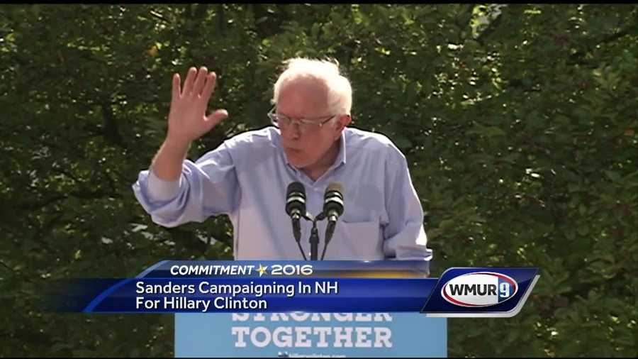 Vermont senator and former presidential candidate Bernie Sanders campaigns in New Hampshire on behalf of Hillary Clinton