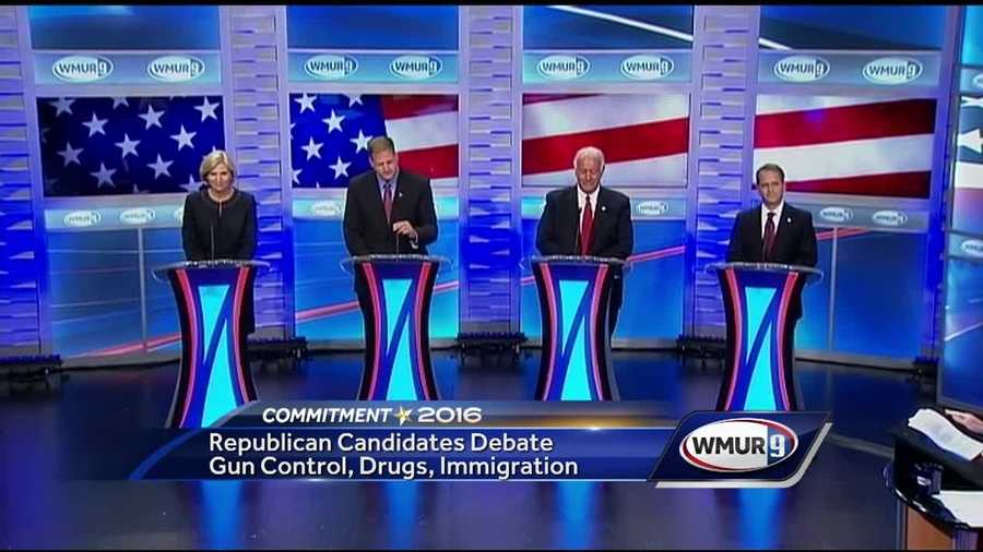 The Republican gubernatorial candidates clashed at times in a debate Tuesday night on WMUR, with one week to go before the primary.