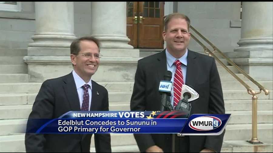 At a joint news conference in front of the State House, state Rep. Frank Edelblut Wednesday afternoon conceded the Republican gubernatorial primary race to Executive Councilor Chris Sununu.