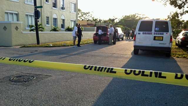 Police investigate a shooting on Pilgrim Road in West Palm Beach.