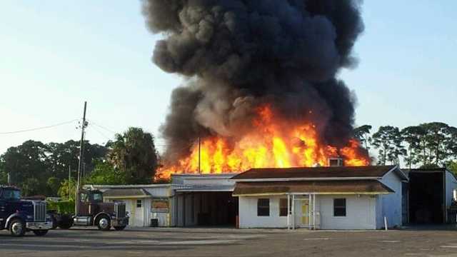 A fire destroyed this thrift store in Fort Pierce. (Courtesy: Fort Pierce Police Department)