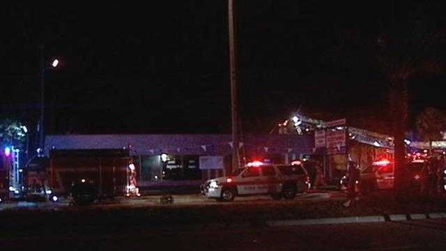 Firefighters spent several hours battling a blaze at the Overstock Clothing Outlet on Military Trail.