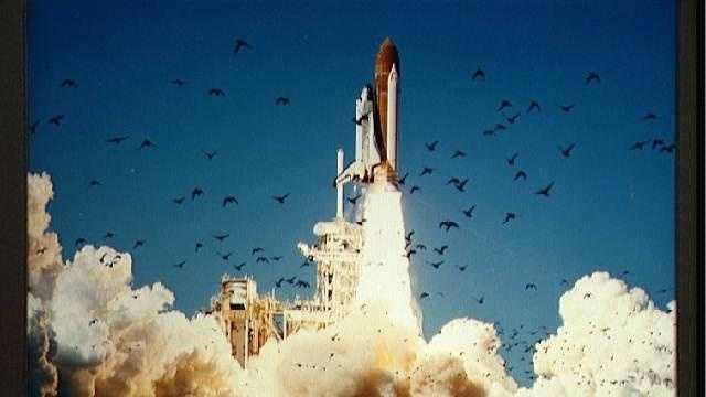 Liftoff of the Shuttle Challenger for STS 51-L mission
