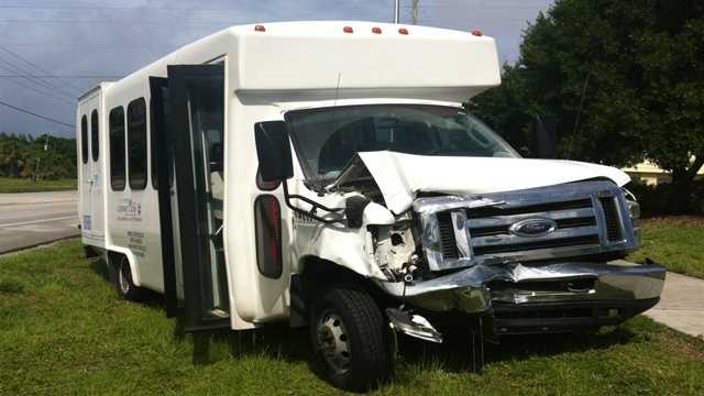 Four children on this Palm Tran Connection van weren't injured in a collision Thursday afternoon.