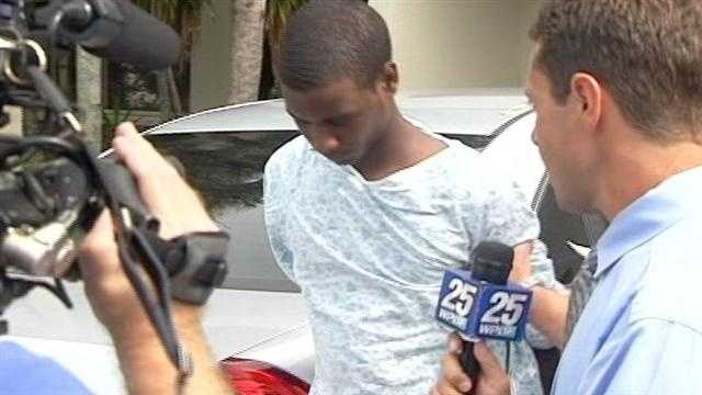 Dominique Banks is brought to the Palm Beach County Jail after his arrest on an armed robbery charge.