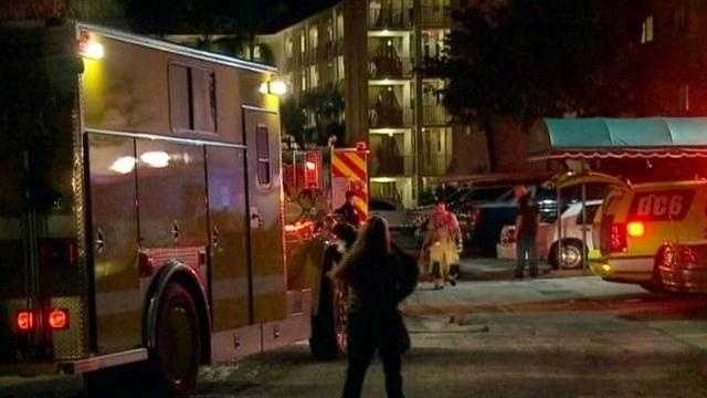 Firefighters battle a blaze at this North Palm Beach apartment.