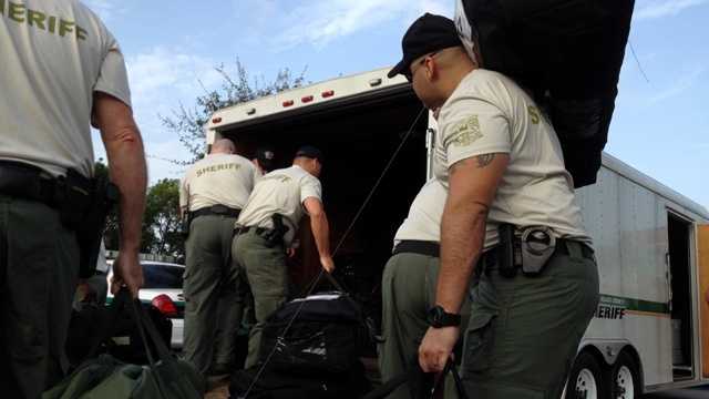 Palm Beach County Sheriff's deputies spent their Thursday morning getting ready to leave for Tampa, where they'll help in the security effort at next week's Republican National Convention. (Photo: Chris McGrath/WPBF)
