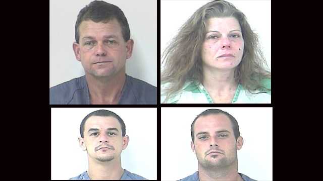 David Selph, Babette Bishop, Bryan Kelley and Richard Cook (clockwise from top left) were arrested in connection with a meth lab in Fort Pierce.