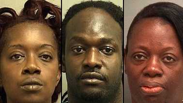 From left, Deidrea Graham, Charles Minter and Lutisha Blue are facing charges in connection with a prescription drug ring in Palm Beach County.