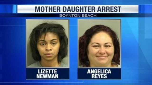 Lizette Newman and her mother, Angelica Reyes, are accused of beating a tenant in their apartment building in Boynton Beach.