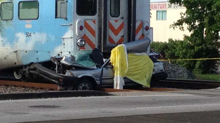 One person was dead after a Tri-Rail train and a vehicle collided in Delray Beach on Wednesday morning. (Photo: Chris McGrath/WPBF)