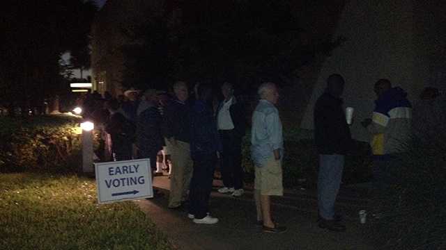 Lines formed outside an early-voting location in Delray Beach well before 7 a.m. Wednesday.