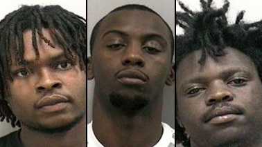 From left, Jonathan McKinney, Anthony Grant and Marcus Tolbert are all charged with armed robbery.