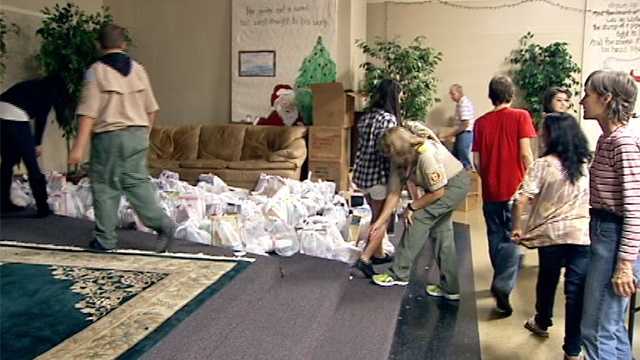 Boy Scouts in Palm Beach County said they collected about 20,000 pounds of food for a local food bank on Nov 10. (Photo: Rob Catanese/WPBF)