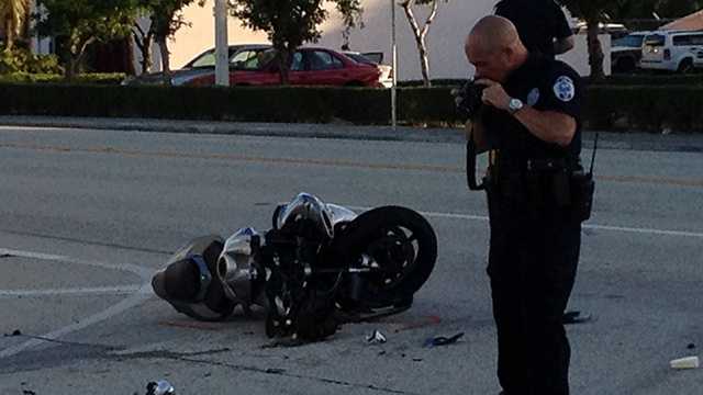 A motorcyclist was taken to a hospital after being struck by a pickup truck on Nov. 15. (Photo: Chris McGrath/WPBF)