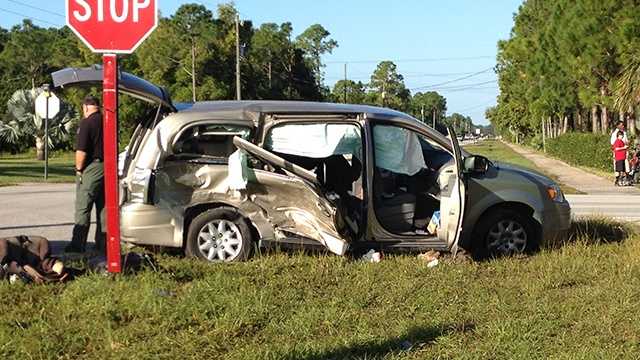Two children had to be cut from this minivan and rushed to an area hospital after an accident on Nov. 15. (Photo: Chris McGrath/WPBF)