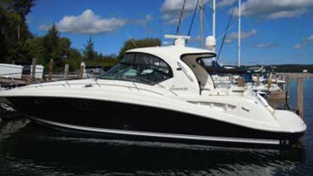 The 44-foot luxury boat named "Serenity Now" was stolen from the Allied Marine marina in Stuart.