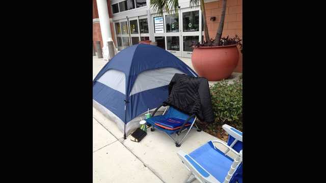 A tent was already up outside the Best Buy store in Boynton Beach, where shoppers wait to be the first to take advantage of the Black Friday deals.